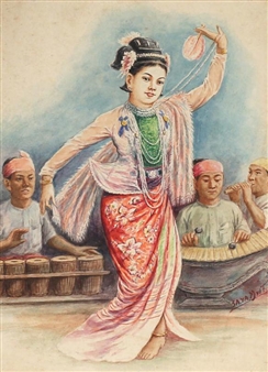 2 Works : Burmese Dancer ; Burmese - Saya Myanmaran
