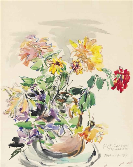 Clematis und Rosen by Oskar Kokoschka, 1967