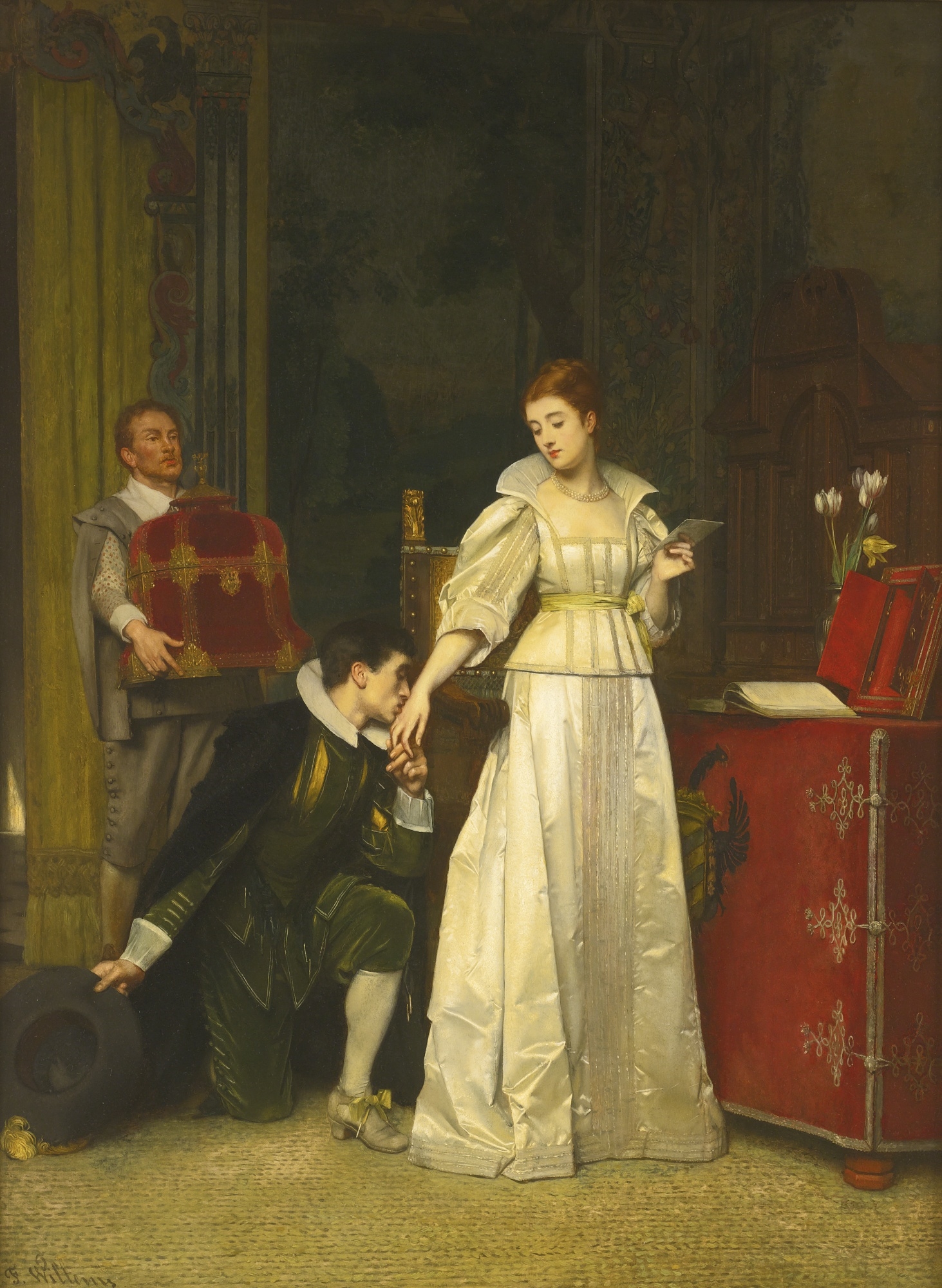 Artwork by Florent Willems, THE SUITOR, Made of oil on panel