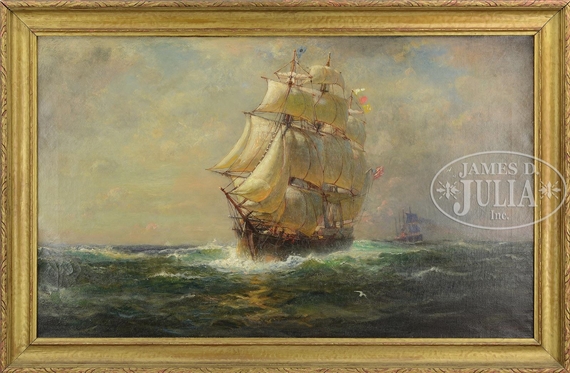 WHALER AT SEA by Lemuel D. Eldred, circa 1880