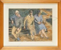2 Works: Figures on a Park Bench; Figures in a Landscape - P. McEwan