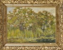 Appelbomen Trees in Blossom by a Lake by Johan Briedé