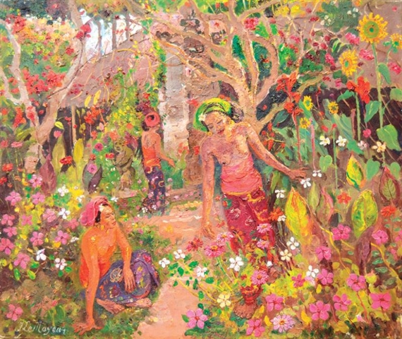 Women in The Garden by Adrien Jean Le Mayeur de Merprés