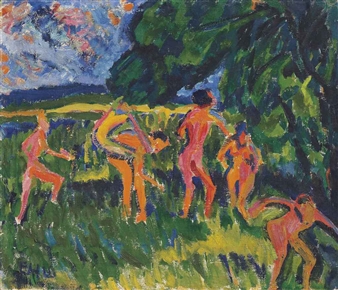 Badende am Waldteich - Erich Heckel