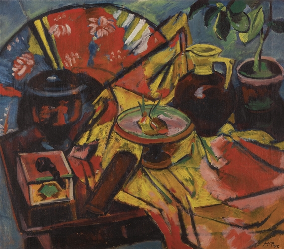 STILLEBEN MIT PFEIFE (STILL-LIFE WITH PIPE) - RECTO PALAU MÄDCHEN (PALAU GIRLS) – VERSO by Max Pechstein, 1917