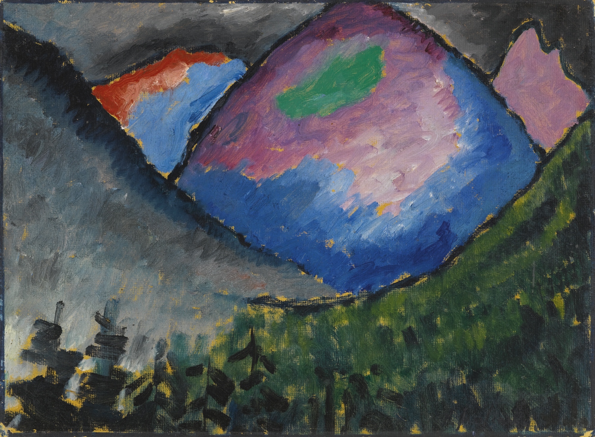 Artwork by Alexej von Jawlensky, BUNTER BERG IM TAL BEI OBERSTDORF (COLOURED MOUNTAIN IN THE VALLEY NEAR OBERSTDORF), Made of oil on board