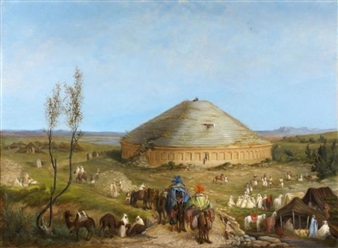 PRÉPARATIFS D'UN MARIAGE AUX ABORDS D'UN MAUSOLÉE ANTIQUE - Louis Le Bas