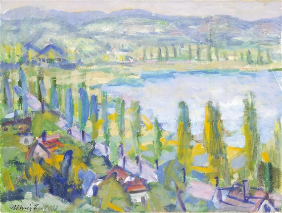 Balaton scenery by Zsigmond Uhrig, 1968