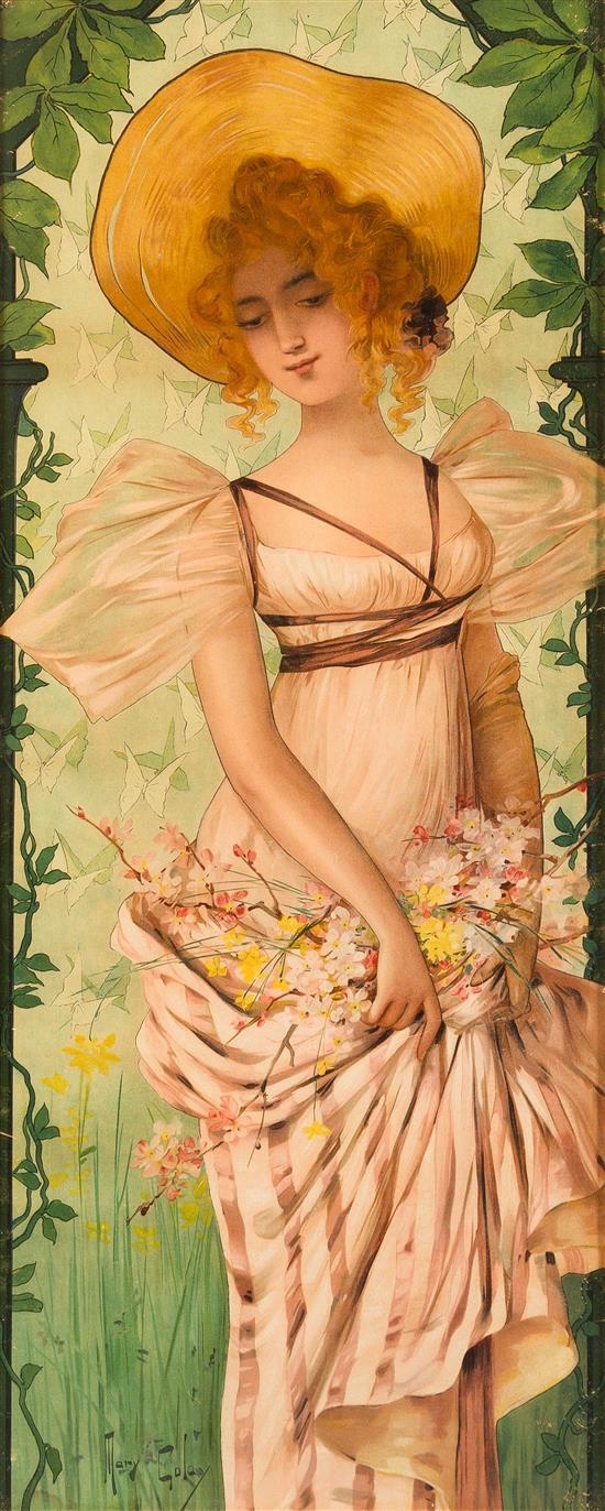 Maiden with Hat and Flowers by Mary Golay