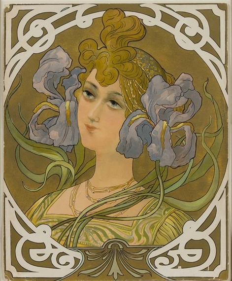 Portrait of a Woman with Flowers and Earrings
