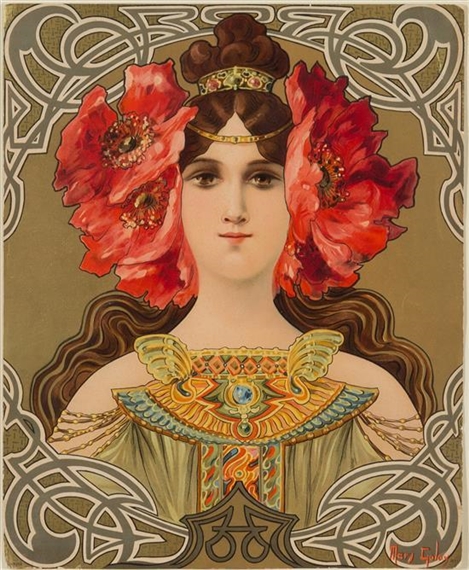 Maiden with Red Flowers