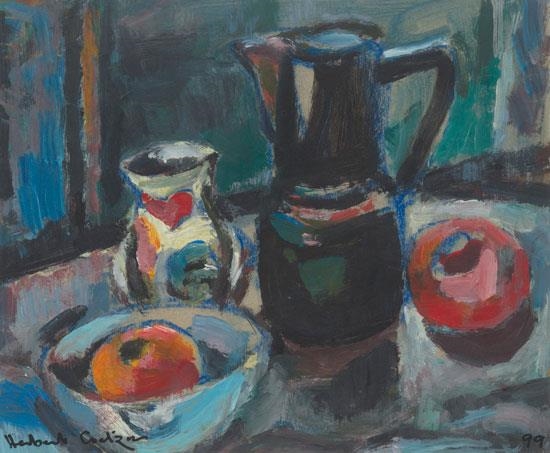 Still life with Fruit, Bowl, Vase and Pitcher by Herbert Harold Coetzee
