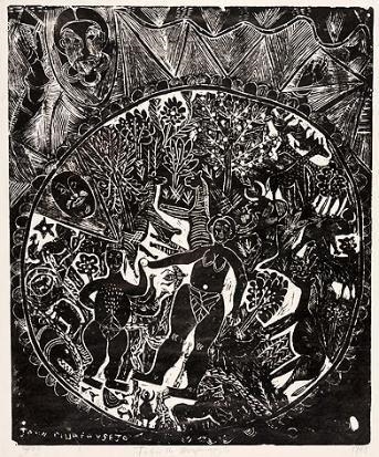 ADAM AND EVE by John Ndevasia Muafangejo, 1968