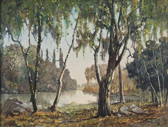 Artwork by J M Welchman, RAED NA GAEL FROM GROTTO BEACH, Made of oil on board