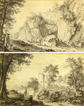 Pastoral Scenes with Figures - Antoine Hubert Wandelaincourt