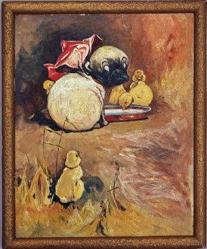 Study of a puppy and ducklings by William Archibald Wall, 1918