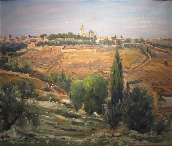 Jerusalem landscape by Ludwig Blum, 1960