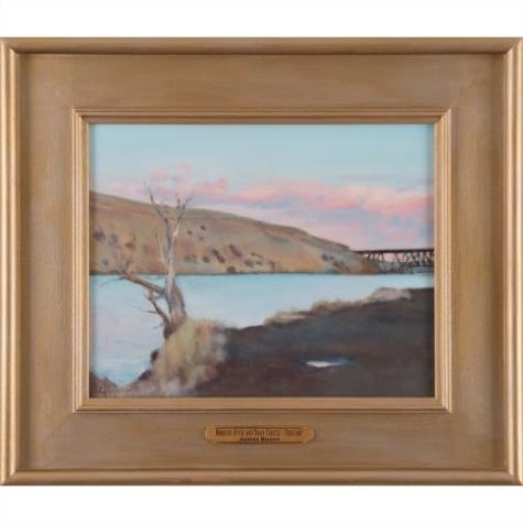 5 Works: Missouri River and Train Trestle - February; From Above Rainbow Falls; Beyond Rainbow Falls - February; Solemnity; Missouri River Dusk by James Bason, 2003