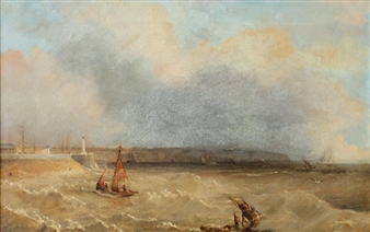 SAILBOATS IN STORMY HARBOR - Julie Gough