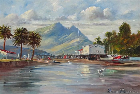 The Wharf at Whitianga by Heinz Boehnke, 1985