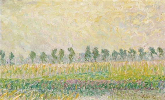 A sunny landscape by Emile Claus, circa 1920-1924