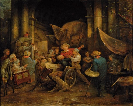 At the Healer, Many People are Pushing in Front of the Guarded Entrance, a Miracle Cure are Touted, Lively Moving Scene by Otto de Boer, 1832