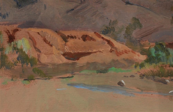 Tree and Mountain, Central Australia by Douglas Robert Dundas, circa 1973