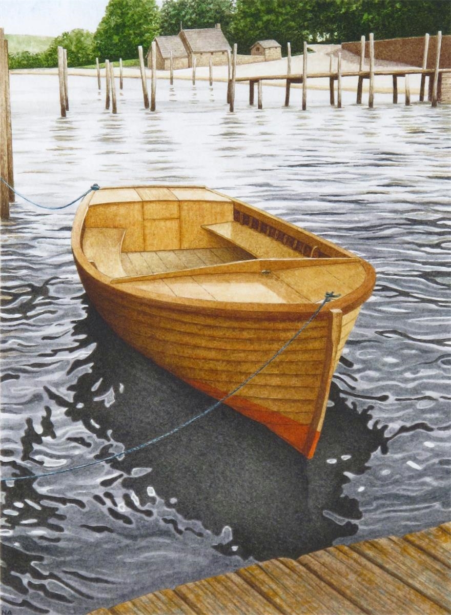 Artwork by Nigel Ashcroft, A moored rowing boat, Made of Watercolour