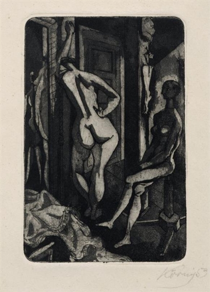 Akt mit Puppe im Atelier