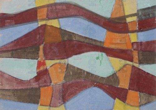 Farbfelder zwischen Kurven by Hermann Glöckner, 1959