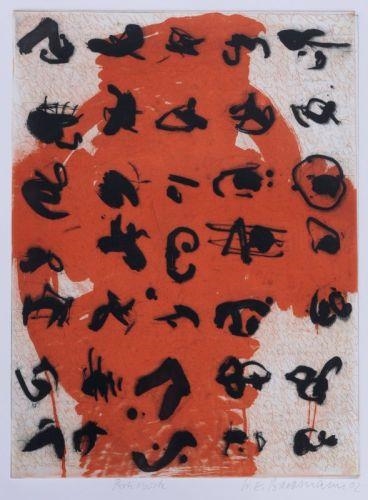 Schwarze Zeichen vor Rot by Wolfgang E. Biedermann, 2002