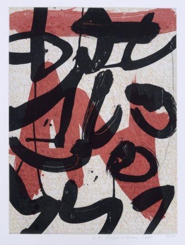 Große schwarze Zeichen vor Rot und Beige by Wolfgang E. Biedermann, 2000