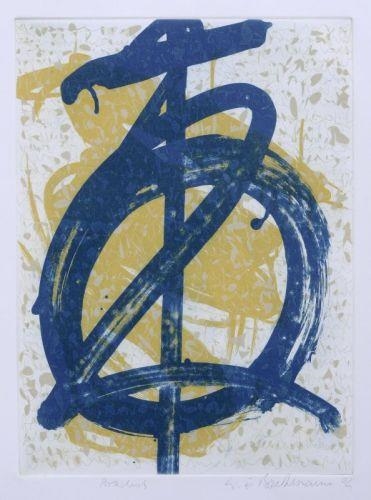 Blaues Zeichen vor Gelb by Wolfgang E. Biedermann, 2002