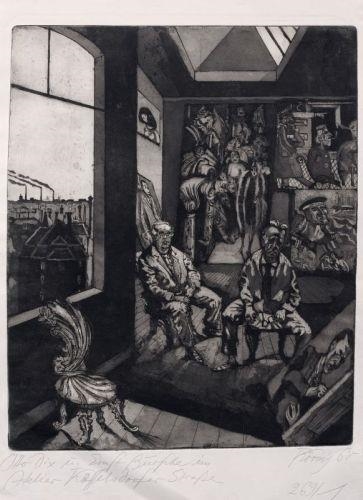 Otto Dix und Ernst Bursche im Atelier Kesselsdorfer Straße
