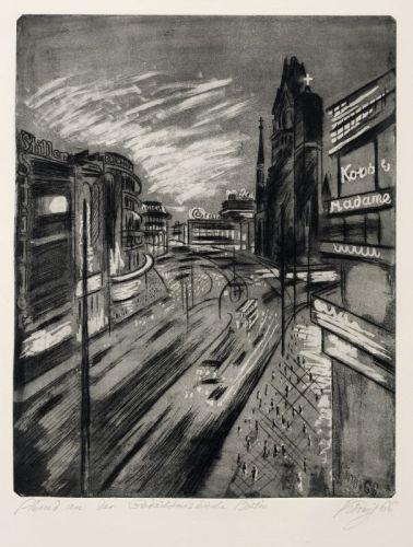 Abend an der Gedächtniskirche Berlin by Hans Körnig, 1966