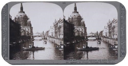 Helbig's Elb-Terrasse  ;Realistic Travels Publishers "Castle and Cathedral opposite old town and canal crossed by Kaiser William Bridge, Berlin