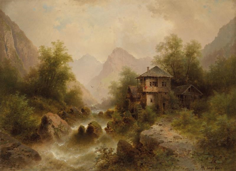 Albert Rieger | Großformatige Waldlandschaft in den Alpen | MutualArt