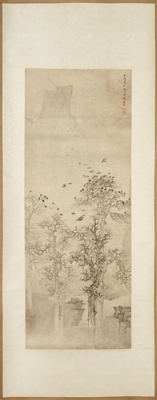 Crows in Wintery trees by Xiang Shengmo, 1645