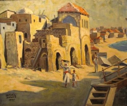 Artwork by Samuel Zulkis, Figures in Port, Made of Oil on canvas