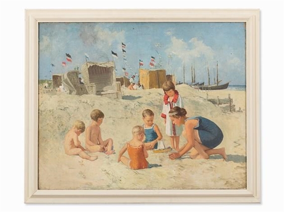 On the Baltic Sea Beach by Hermann Seeger, 1920