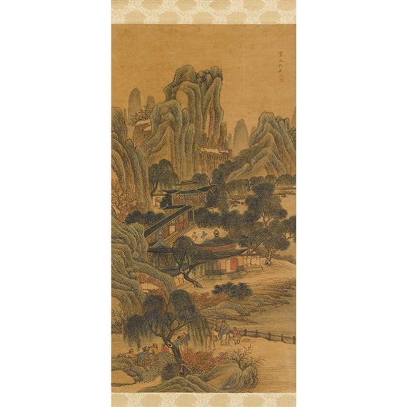 Figures in Mountainous Landscape by Qiu Ying, 20th century
