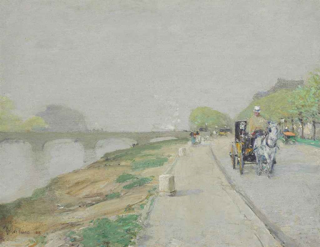 Artwork by Childe Hassam, Banks of the Seine, Made of oil on canvas