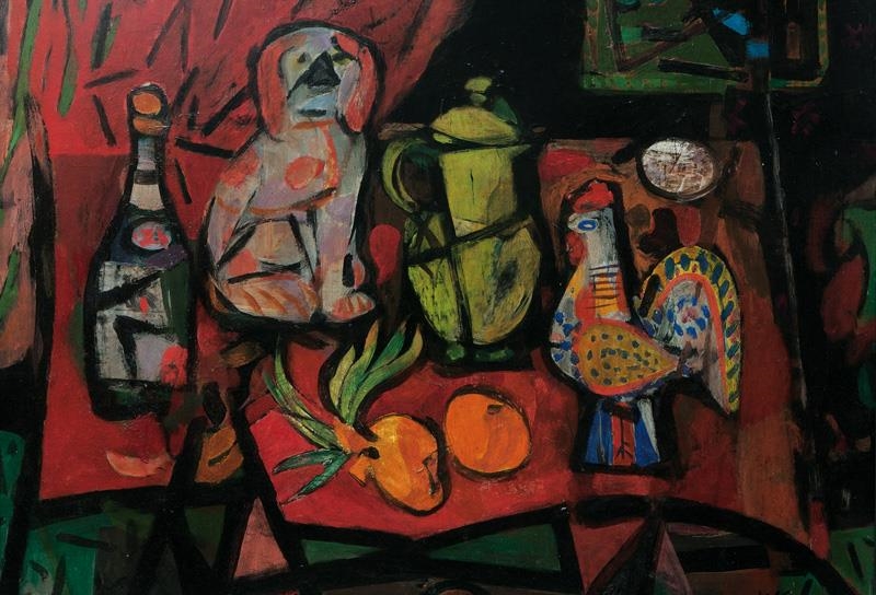 Artwork by Willem Grimm, Stille Life with Onions, Made of Oil on paper on cardboard