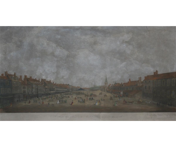2 works: A South East View of the Market Place at Great Yarmouth; A North West View of the Quay of Great Yarmouth - John Butcher