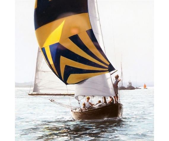 The Blue and Gold Spinnaker by Christine Slade