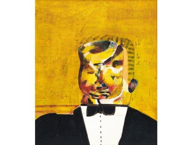 Artwork by Robert Hodgins, The Porn King, Made of Oil on board