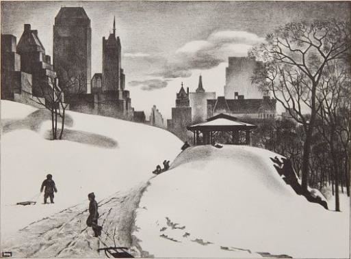 Winter Fun by Louis Lozowick, 1940