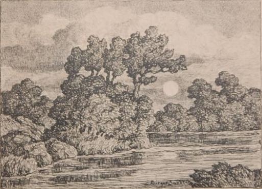 Early Moon by Birger Sandzén, 1949