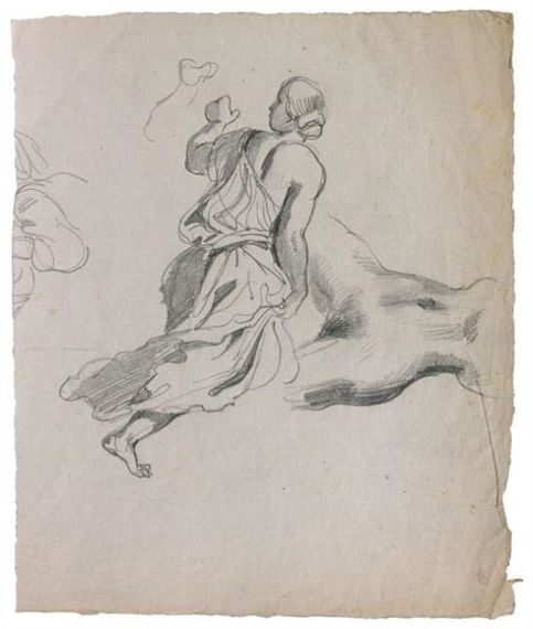 Femme habillée à l'Antique et nu féminin by Eugène Delacroix