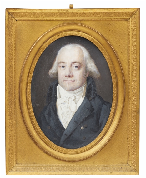 PORTRAIT DE MONSIEUR HOUSSIN, INGÉNIEUR EN CHEF DES PONTS ET CHAUSSÉES À SAINT LÔ, VERS by Daniel Saint, 1805